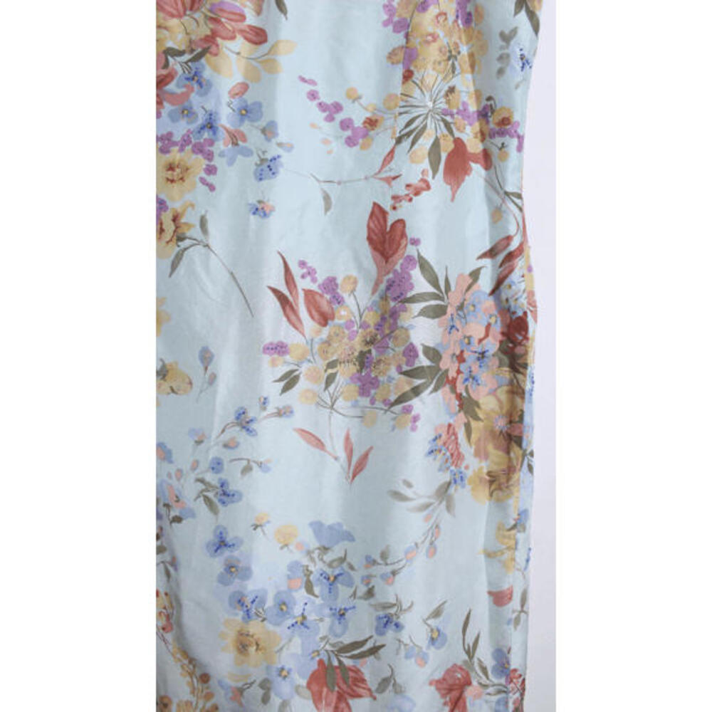 Pale Blue Colorful Floral Silk Beaded Sleeveless Sheath Dress - 18 - Picture 6 of 6